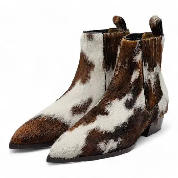 Christian Louboutin Cheliviss Low Boots - Hair-on Calf - Brown White - 41 $1795 - Picture 2 of 8